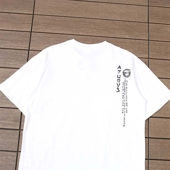 AAPE Monkey Head Wave Print Logo T-Shirt - White Short Sleeve - Picture 5 of 6